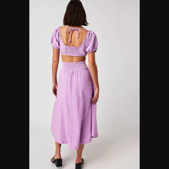 NWT Free People Lotus Crop Top Maxi Skirt 2 Piece Set Purple Orchid White $168.0 - Picture 5 of 13
